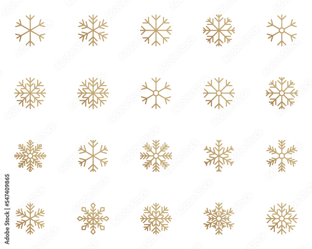 set of snowflake icons, winter set of snowflake icons, winter