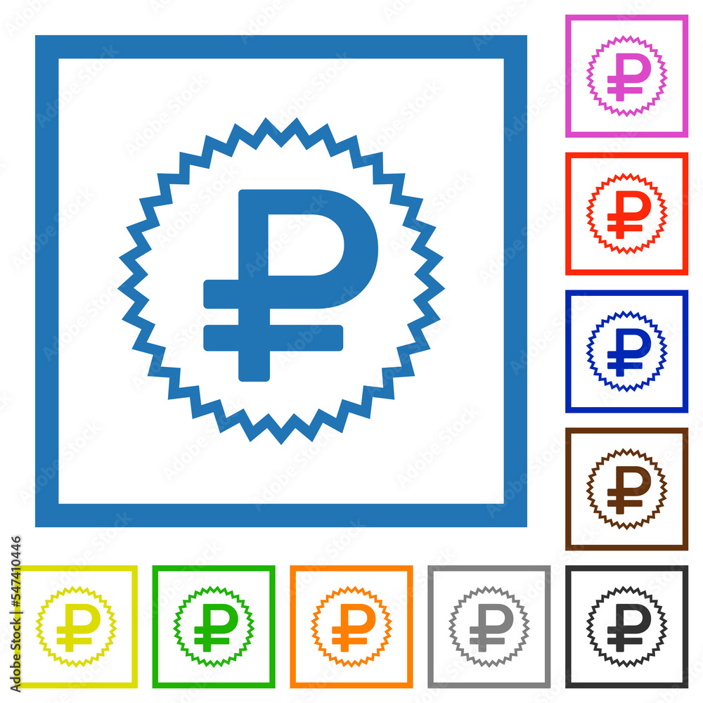 Fototapeta premium Russian Ruble sticker alternate flat framed icons
