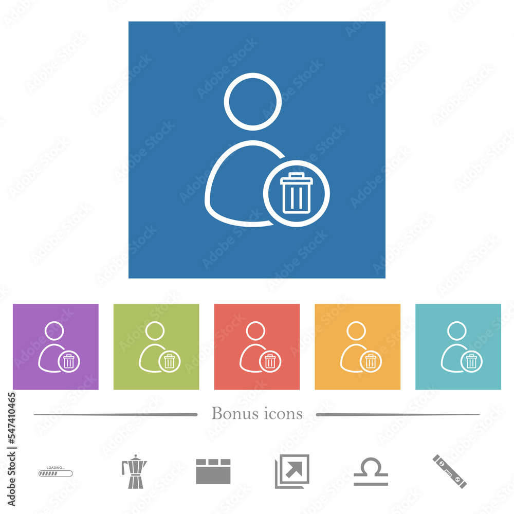 Delete user outline flat white icons in square backgrounds Delete user outline flat white icons in square backgrounds
