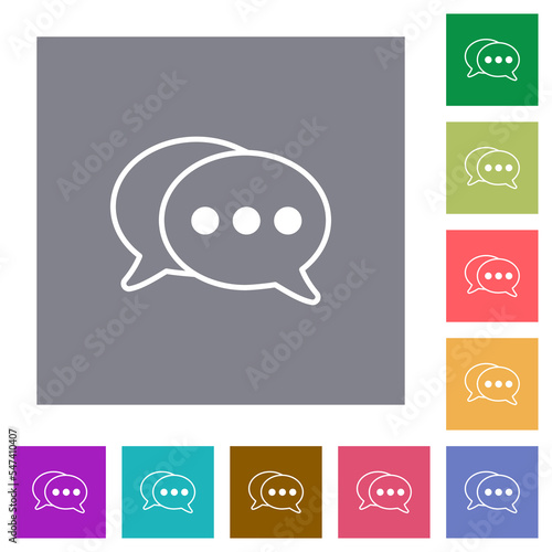 Two oval active chat bubbles outline square flat icons