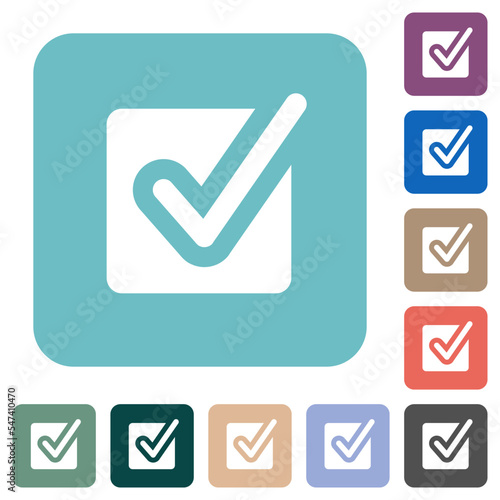 Checked box solid rounded square flat icons
