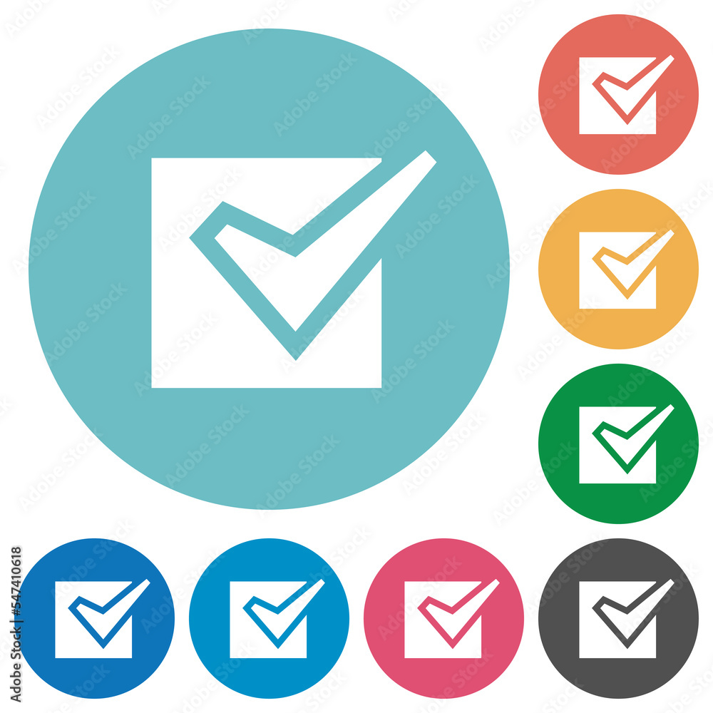 Checked box solid flat round icons Checked box solid flat round icons