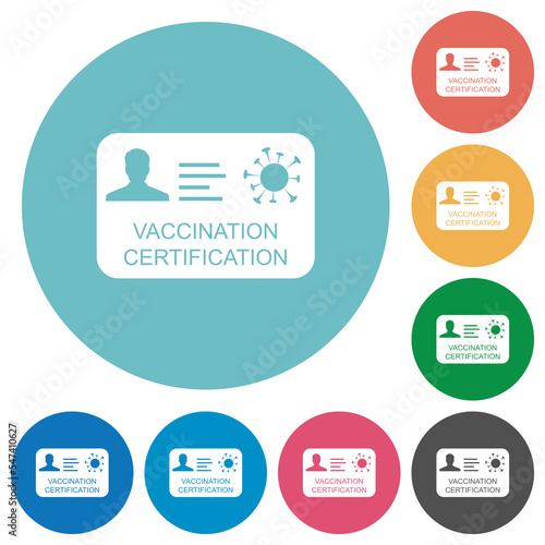 Vaccination certification flat round icons