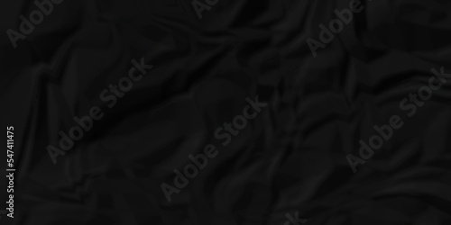 Dark Black facbric paper crumpled texture. dark black textured crumpled black paper background. panorama black paper texture background, crumpled pattern.	
