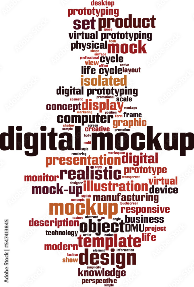 Obraz premium Digital mockup word cloud