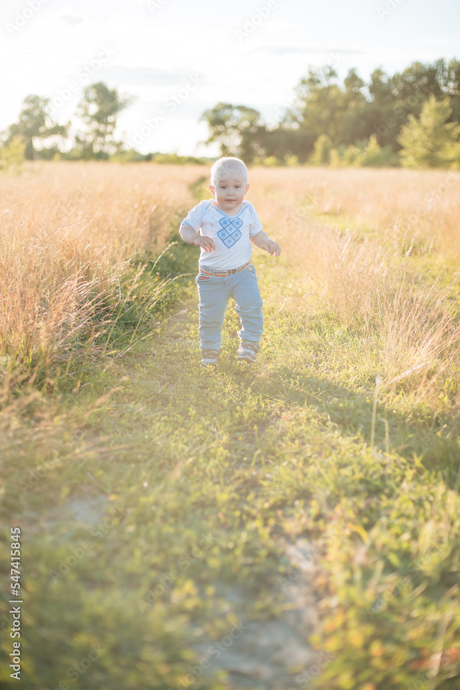 child running in the field