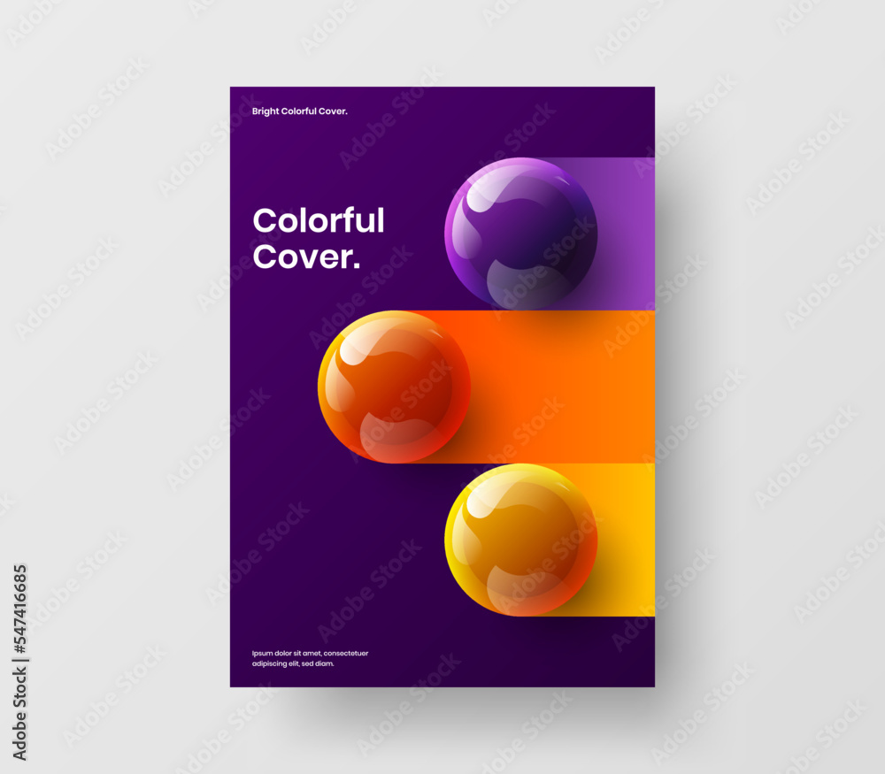 Premium 3D spheres front page template. Isolated postcard design vector layout. Premium 3D spheres front page template. Isolated postcard design vector layout.