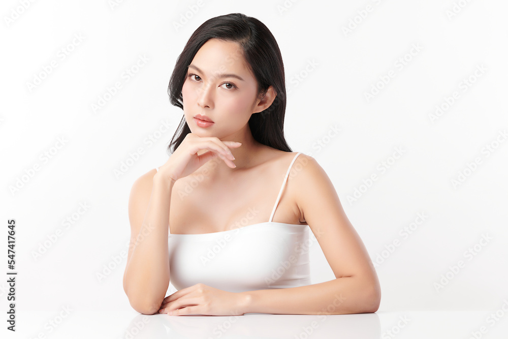 Beautiful young asian woman with clean fresh skin on white background, Face care, Facial treatment, Cosmetology, beauty and spa, Asian women portrait. Beautiful young asian woman with clean fresh skin on white background, Face care, Facial treatment, Cosmetology, beauty and spa, Asian women portrait.