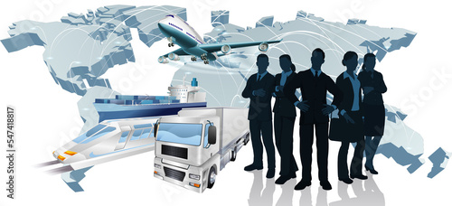 Logistic Silhouette Transport Export Team Concept