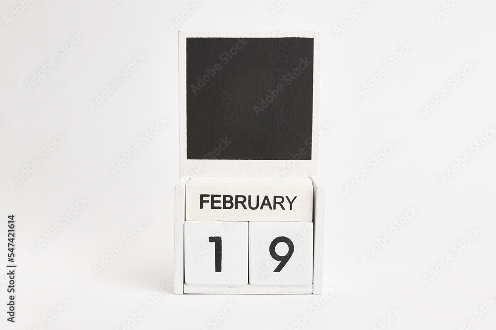 Calendar with date February 19 and space for designers. Illustration for an event of a certain date. Calendar with date February 19 and space for designers. Illustration for an event of a certain date.