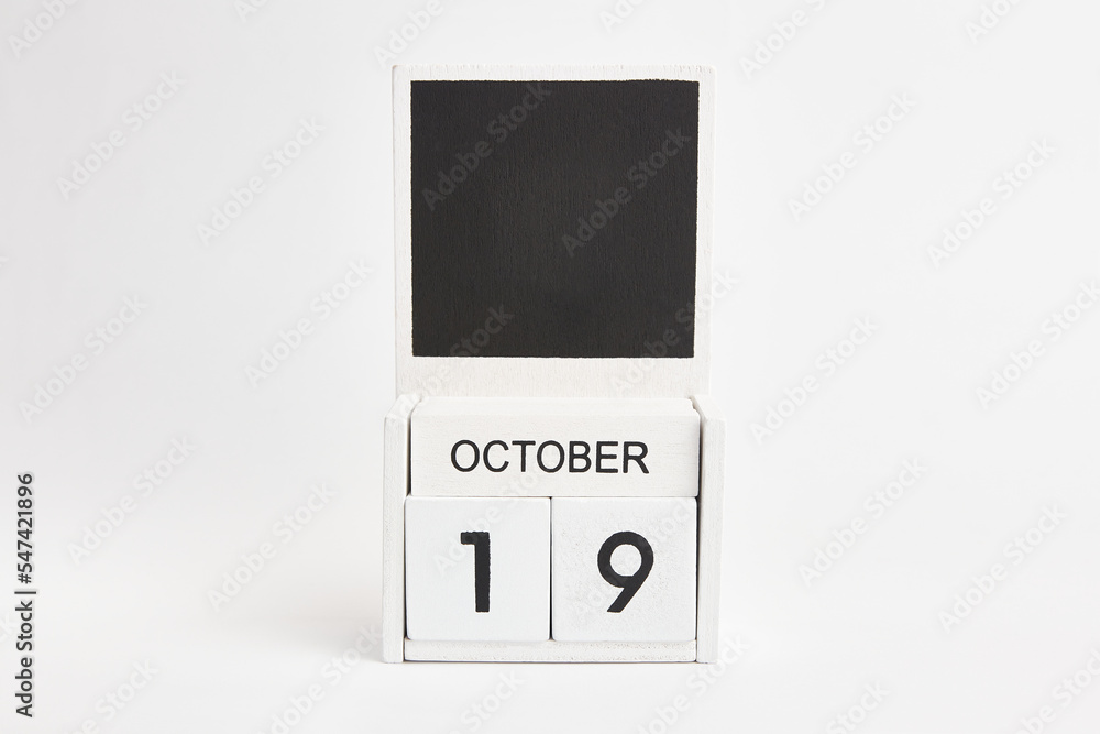 Calendar with the date October 19 and a place for designers. Illustration for an event of a certain date. Calendar with the date October 19 and a place for designers. Illustration for an event of a certain date.