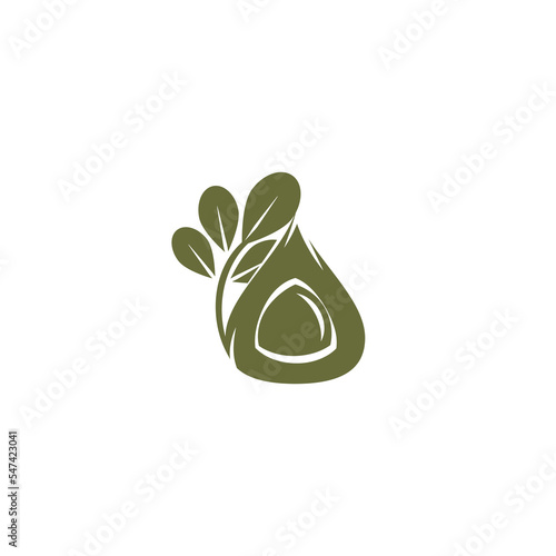 Moringa nut green icon. Horseradish tree beauty and cosmetics oil. Cosmetic ingredient carotene, carotin. Extract butter for hair care. Vector flat illustration isolated on white.