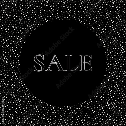 Fotografia Salé banner on a black background with lots of sequins like celebrities