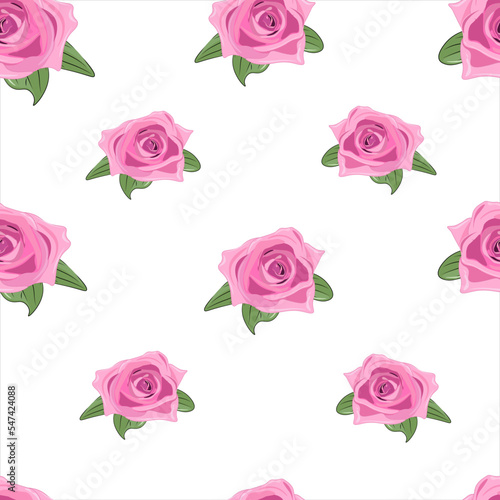 seamless pattern with rose and leaves
