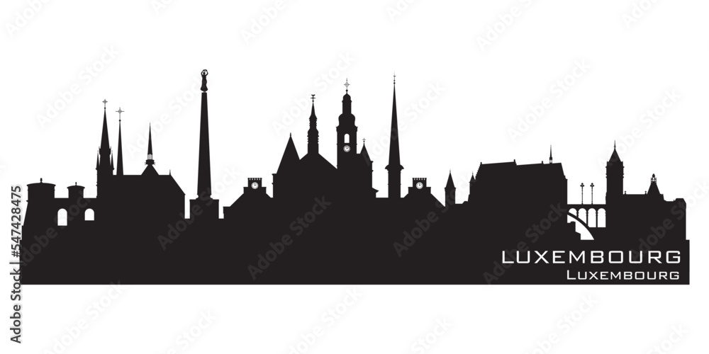 Luxembourg city skyline vector silhouette