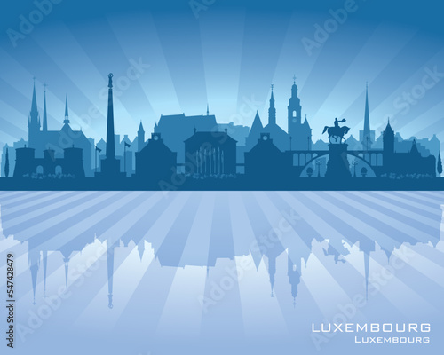 Luxembourg city skyline vector silhouette