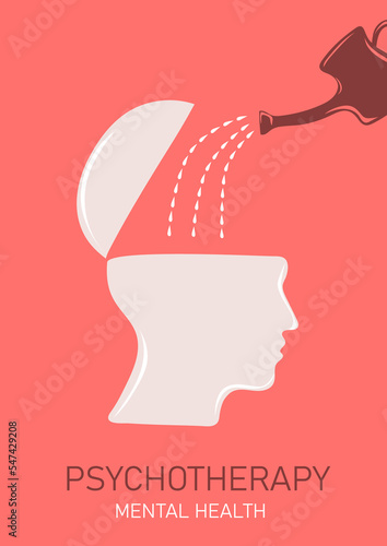 Mental health due to depression, loneliness, illness, brain development, or hopelessness. Psychotherapy concept. Vector illustration