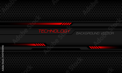 Abstract technology grey red cyber black circuit banner overlap on circle mesh design ultramodern futuristic background vector
