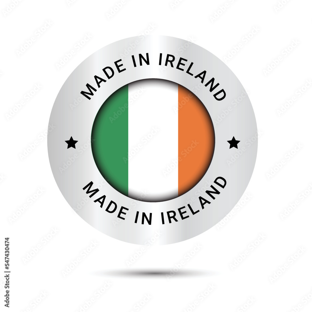 Made in Ireland vector logo. Ireland flags icon Made in Ireland vector logo. Ireland flags icon