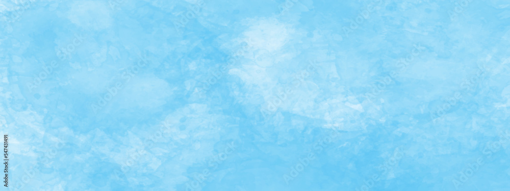 Modern blue watercolor background. Sky in watercolor painting soft textured with white paper background. 