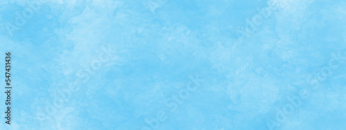 Modern blue watercolor background. Sky in watercolor painting soft textured with white paper background. 