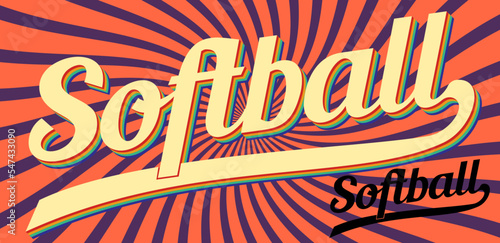 softball retro font.softball vintage font. softball retro word.