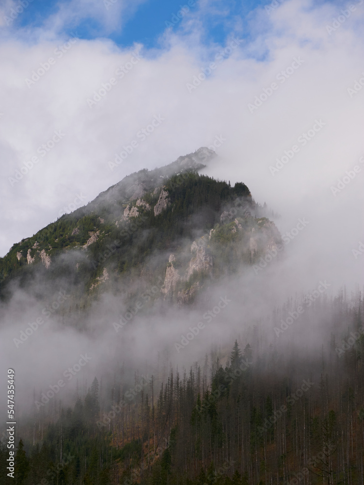Fototapeta premium Peak summit in the fog - Kasprowy Wierch