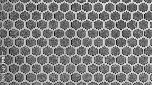 Black plastic honeycomb background. Hexagon pattern. Honeycomb concept