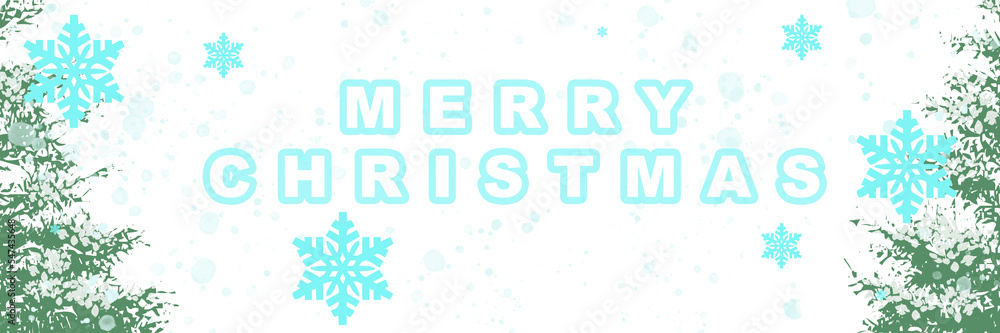 Illustration with Merry Christmas message, drawings of snowflakes and trees. Illustration with Merry Christmas message, drawings of snowflakes and trees.