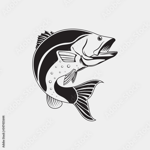 Jumping fish vector illustration Bass fishing