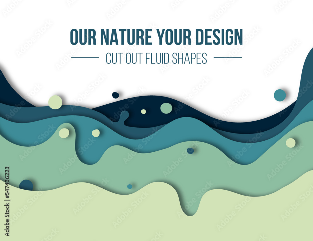 Abstract fluid cutout design with copy space. Blue turquoise curve shapes Abstract fluid cutout design with copy space. Blue turquoise curve shapes