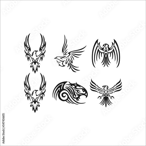 Fototapeta Naklejka Na Ścianę i Meble -  vector tribal eagle in various styles can be used as a graphic design