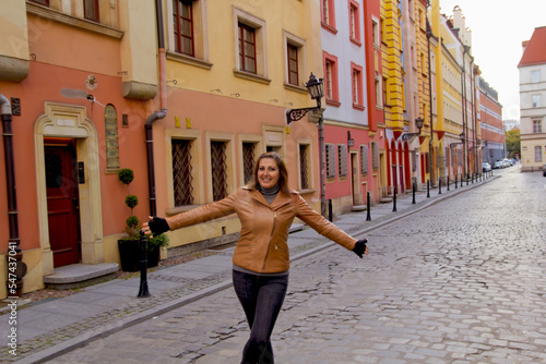 portrait of a happy woman in wroclaw city, poland  © dogmer