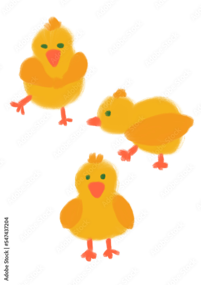 Set of cute yellow cartoon chicks Set of cute yellow cartoon chicks