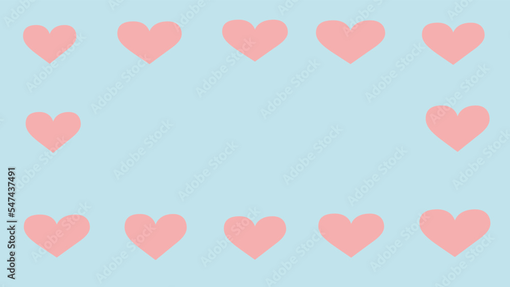 blue background pattern with pink hearts as a wallpaper