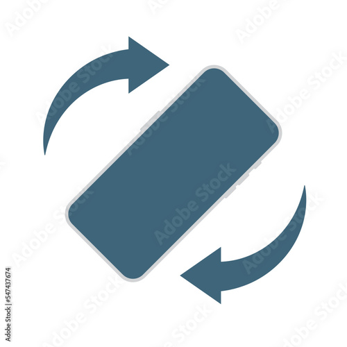 The mobile phone icon rotates to landscape