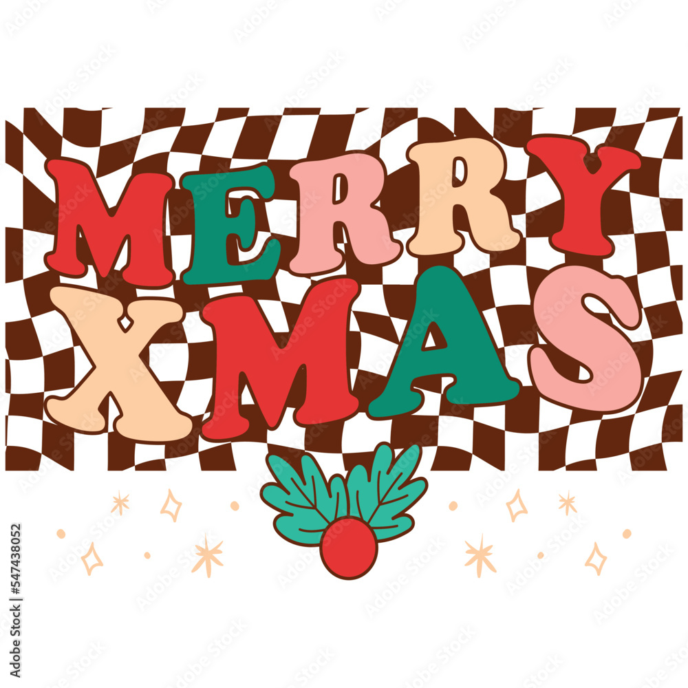 Fototapeta premium Mery xmas Christmas Retro Groovy svg bundle