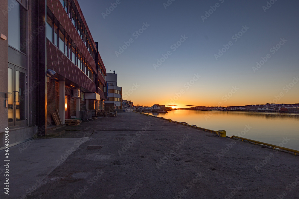  Sunset in Brønnøysundet - Harbor, Helgeland, Nordland county, Norway, Europe