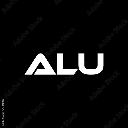 ALU letter logo design with black background in illustrator, vector logo modern alphabet font overlap style. calligraphy designs for logo, Poster, Invitation, etc.