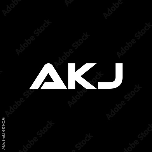 AKJ letter logo design with black background in illustrator, vector logo modern alphabet font overlap style. calligraphy designs for logo, Poster, Invitation, etc.