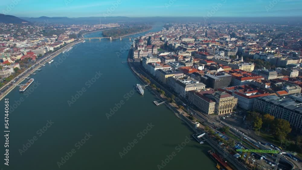 Aerial view of the city Budapest in Hungary on a sunny day in autumn. Aerial view of the city Budapest in Hungary on a sunny day in autumn.