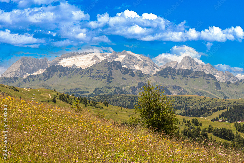 Dolomiti Alps in Alta Badia landscape view Dolomiti Alps in Alta Badia landscape view
