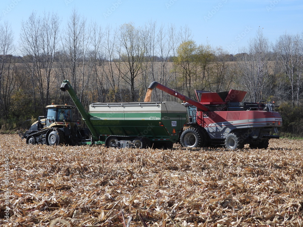 DURAND, ILLINOIS October 28, 2022 AGCO Challenger MT765D tractor pulling a Killbros 1820