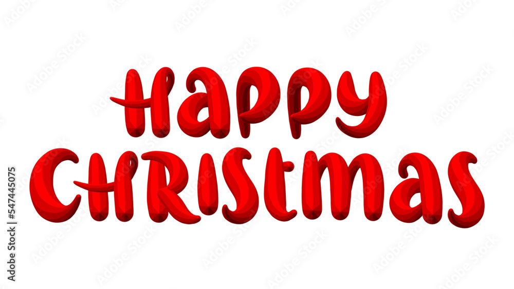 HAPPY CHRISTMAS red 3D brush lettering on transparent background