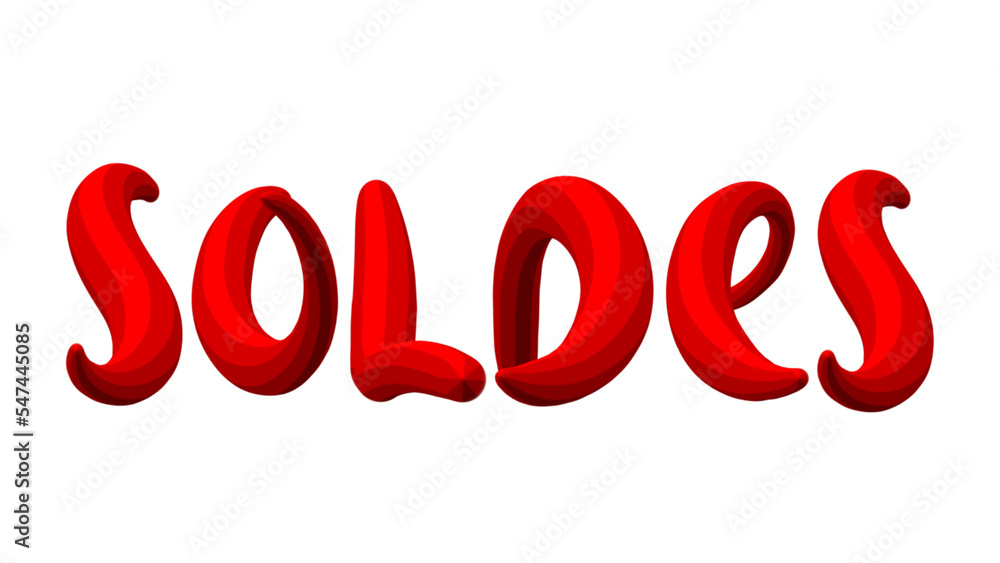 Bannière typographique 3D rouge SOLDES sur fond transparent Bannière typographique 3D rouge SOLDES sur fond transparent