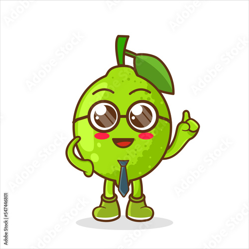 Cartoon mascot of lime Cartoon mascot of lime as a businessman. Lime cartoon businessman mascot character wearing tie and glasses
