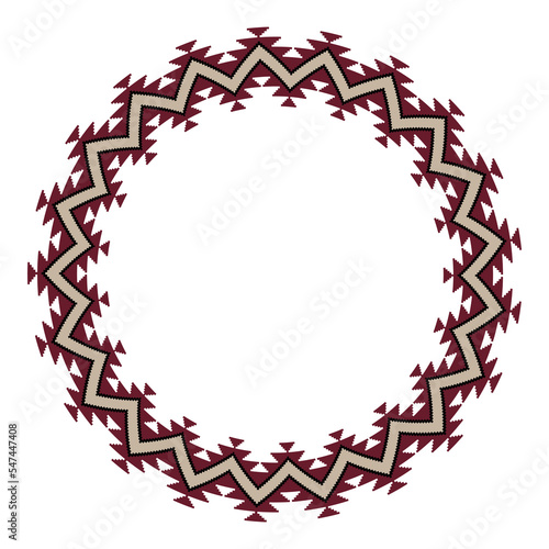 Round ethnic frame. Decorative circle border with mexican tribal pattern. Vector illustration.