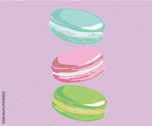 Vector illustration macarons, sweet and colorful. Macarons for package, sweet background macaron