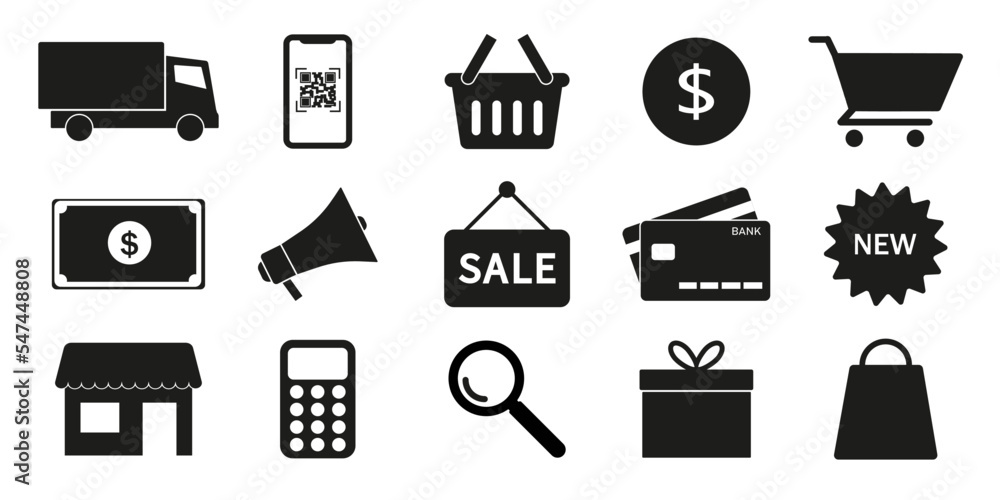 Online shopping icons vector set. Online sale. Set Icons collection. Vector illustration eps 10 Online shopping icons vector set. Online sale. Set Icons collection. Vector illustration eps 10