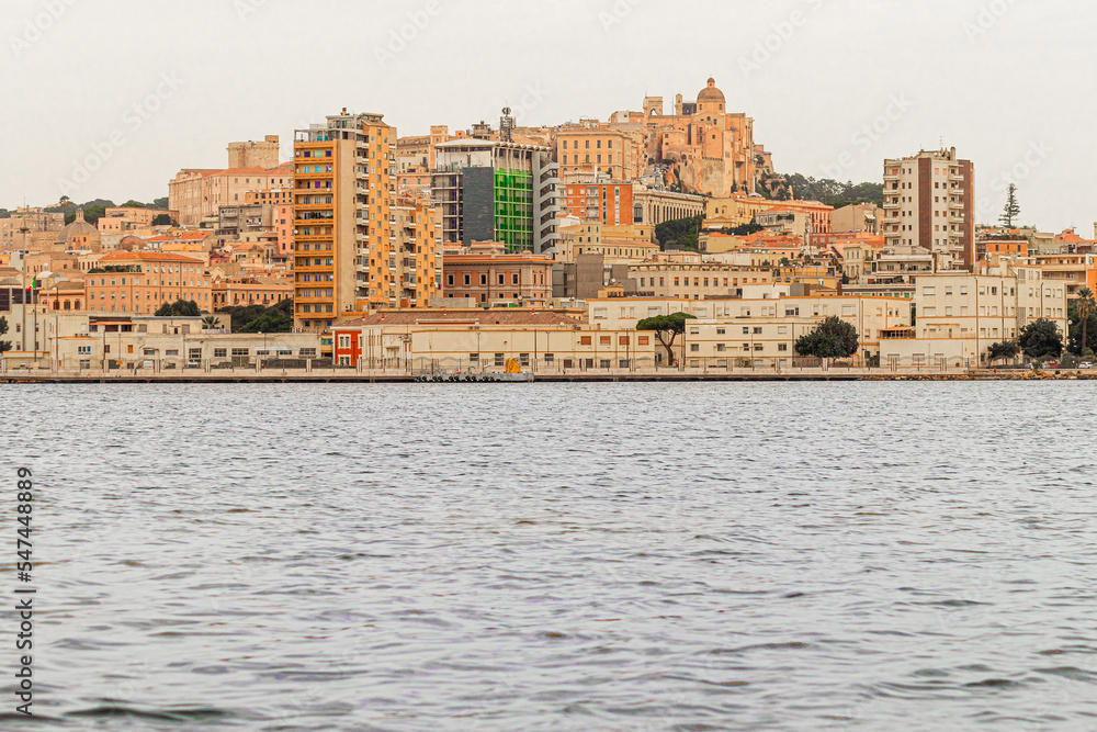 The city of Cagliari seen by the sea. Sardinia, Italy